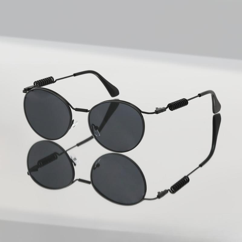 

Retro Round Frame UV400 Sunglasses, Outdoor Sports HD Eyewear, Holiday Gift Best Present чёрный