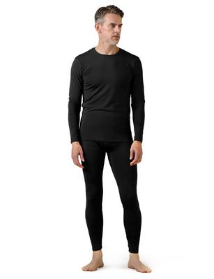 LAPASA Varm Kläder för Kallt Väder Varm Överdel och Underdel Svart Överdel och Underdel Storlek Underkläder, Underkläder, Set, Fodrad med Fleece [1. (Lätt set), L]