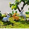 4Pcs Rabbits Miniatures Moss Microscape Rabbit Fairy Garden Accessory Home Decoration Cartoon Animal Run Rabbits