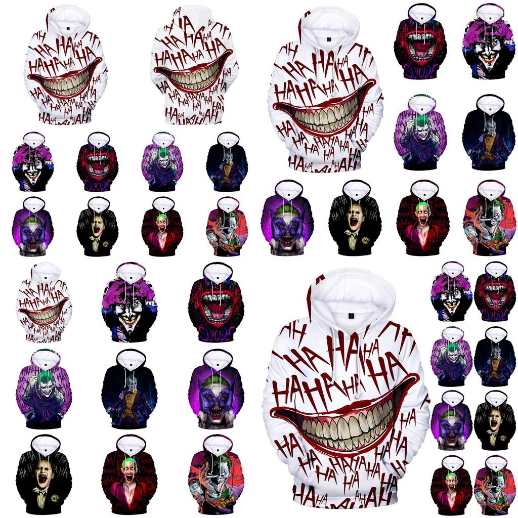 Haha Funny Halloween Joker Men Women 3d Sweatshirt Hoodies Hip Hop Tops Dress