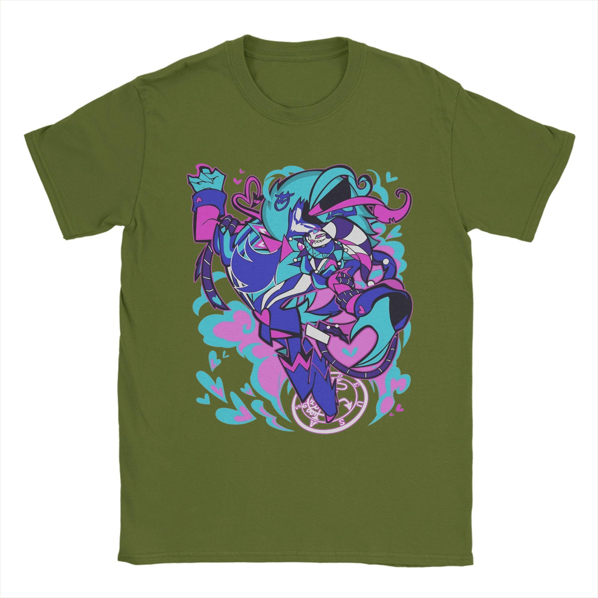 

Men T-Shirt Ozzie x Fizzarolli Hazbins Hotels Vintage Pure Cotton Tee Shirt Short Sleeve T Shirts O Neck Tops 4XL 5XL 6XL 4XL