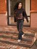 Unisex Heart Print Logo Casual Loose Long Sleeve T-shirt for Early Spring