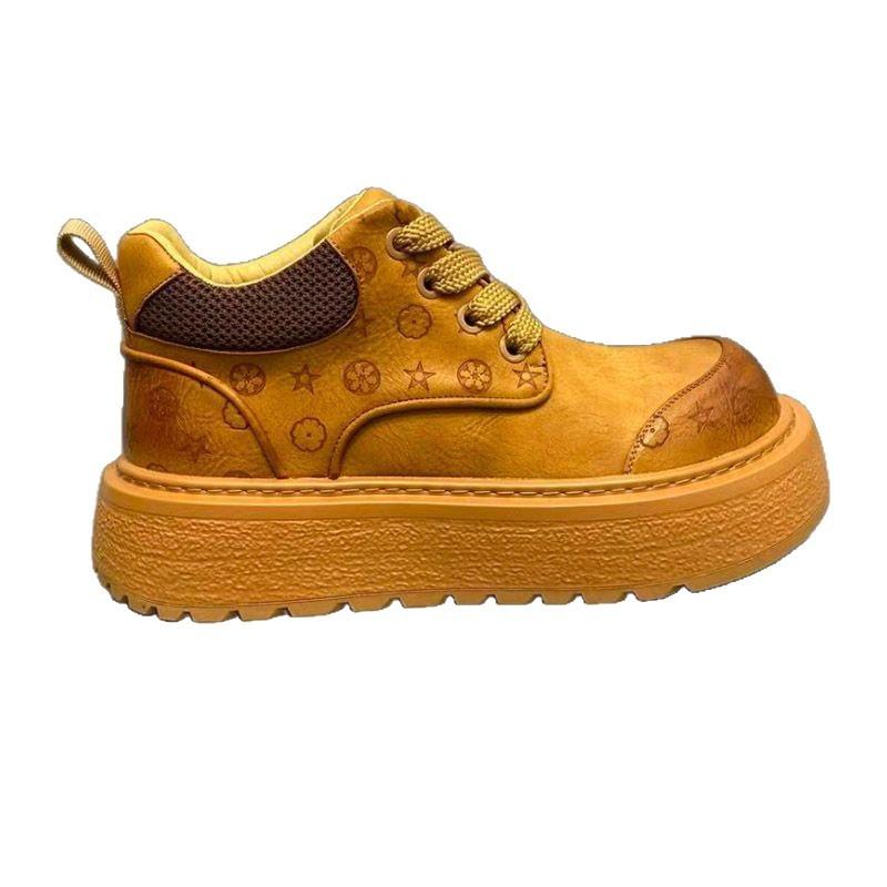 Shoes winter new platform casual shoes heightened comfort leather warm British style short boots