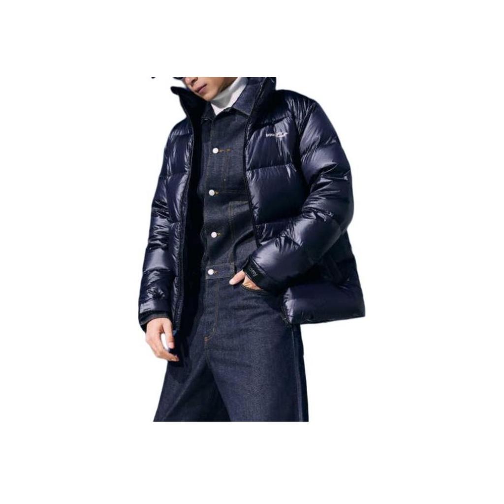 Saucony Urban Commuting Series Stand Collar Zipper Solid Color Logo Design Long Sleeve Down Jacket Men Outerwear Bright-Black SC2220002C-MT03