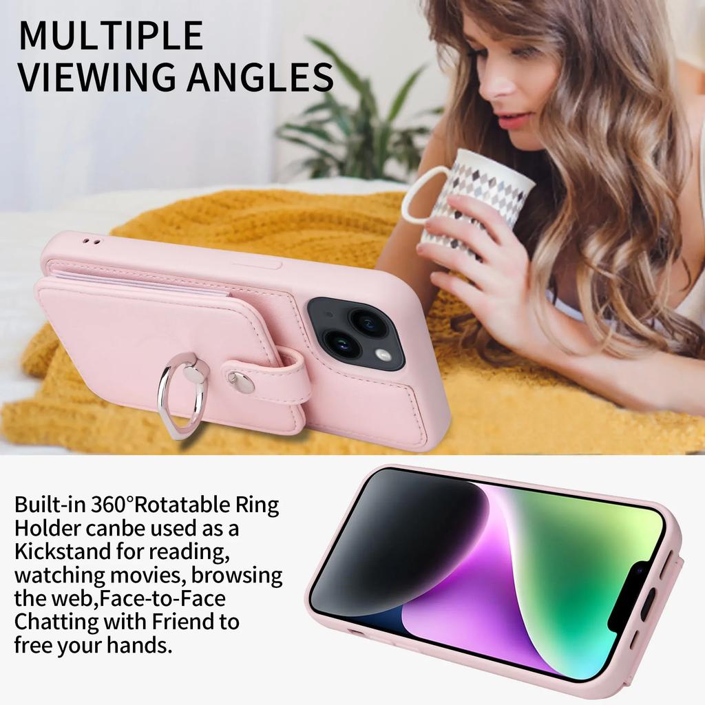 Ring Holder Wallet Leather Card Solt Phone Case for IPhone 16 Pro Max 15 Plus 14 13 12 11 XR XS 8 7 Protective Shockproof Cover