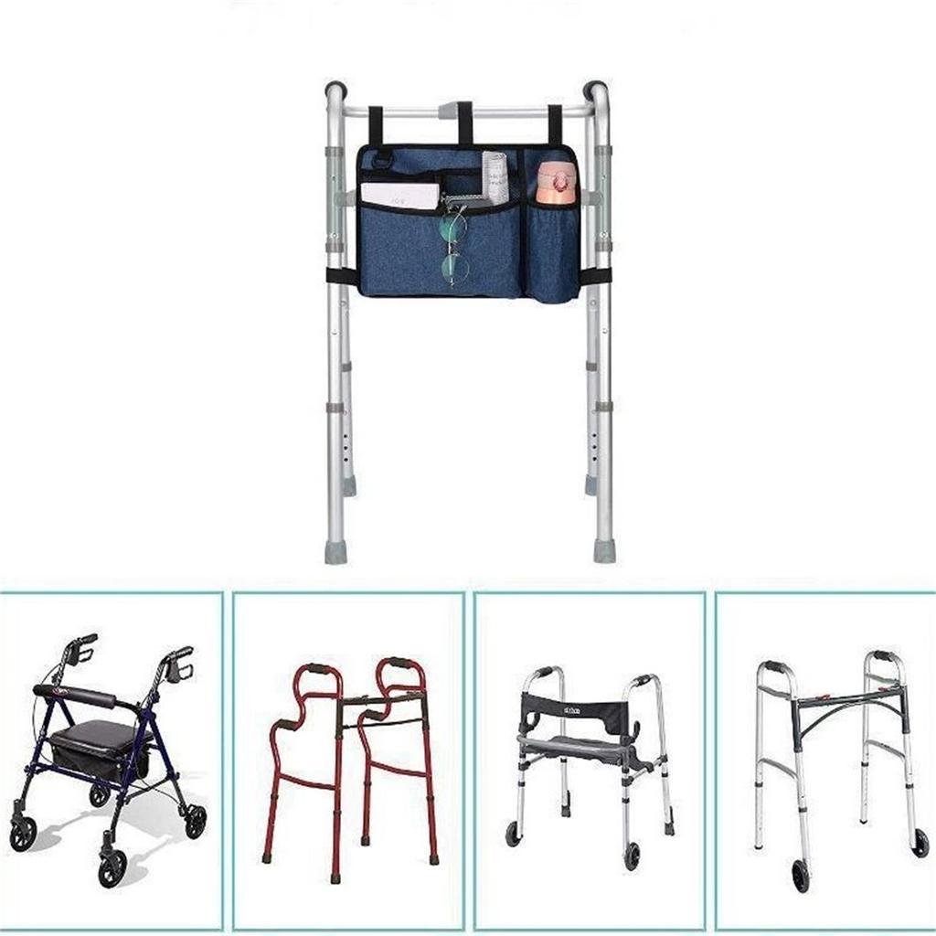 Walking Aid Storage Hanging Bag, Multi-Pocket Organizer for Wheelchair and Walker, Side Storage Bag for Trolley,  Mobility Accessory