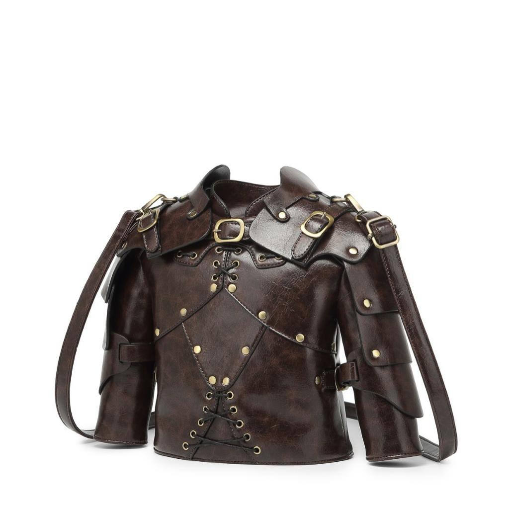 Vintage Mittelalterliche Schulterpanzerung Dreidimensionale Tragetasche Personalisierte Wikinger-Zivilisation Diagonale Spanntasche