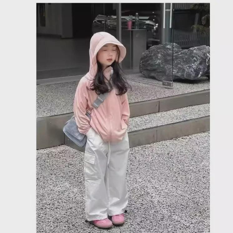 Korean Style Girls' Summer Casual Wide-Leg Overalls