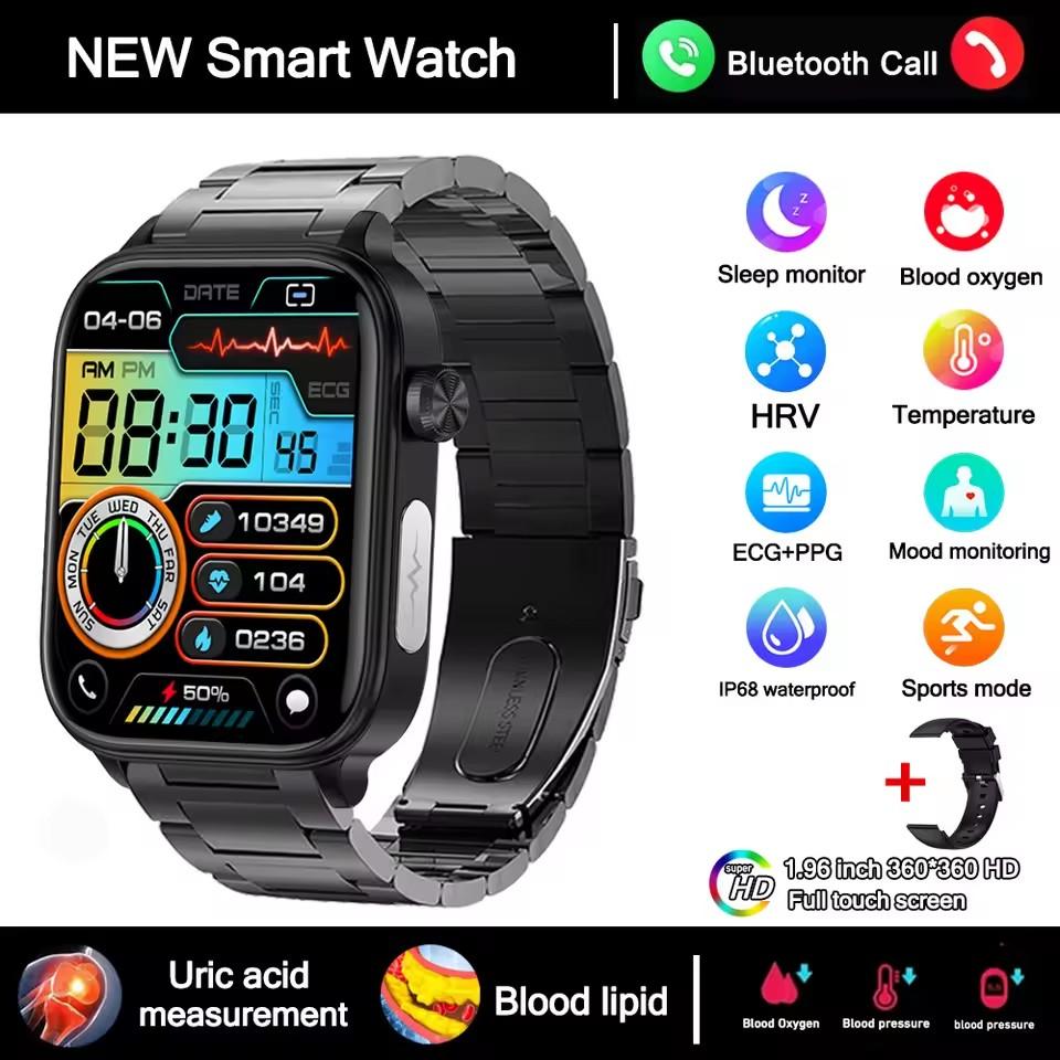 2025 New ECG+PPG Smart Watch Women Heart Rate Blood Lipid Uric Acid Women Menstrual Health Tracker Smartwatches For Android iOS
