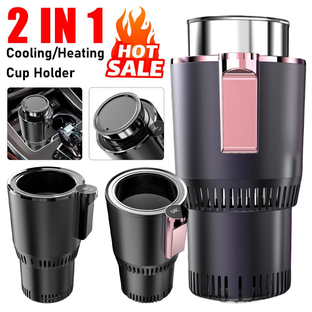 2 In 1 Car Cup Mug Holder 12V Smart Cooling Heating Cup Drinks Holder Touch Screen Portable Beverage Mug Holder for Home Travel