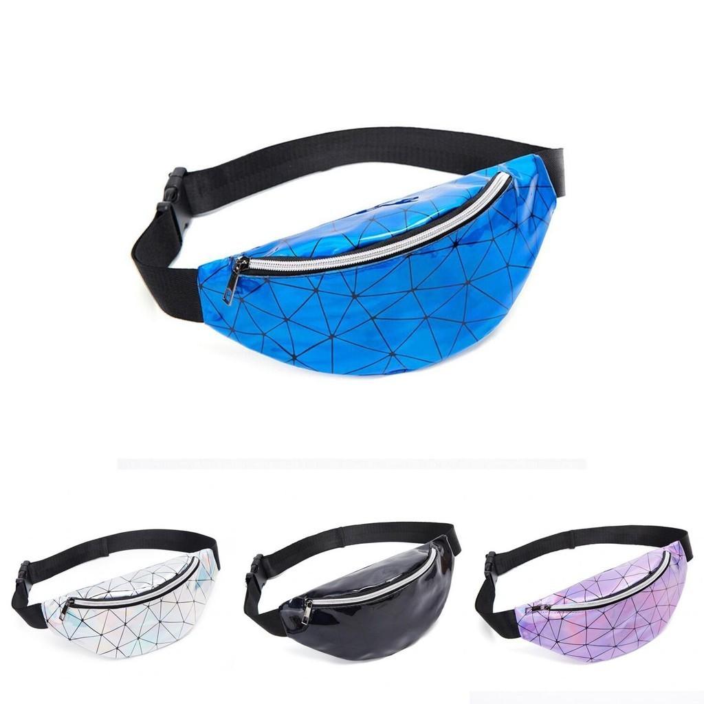 Elegant Geometric Holographic Waist Bags Stylish Fanny Belt Packs For Any Occasion