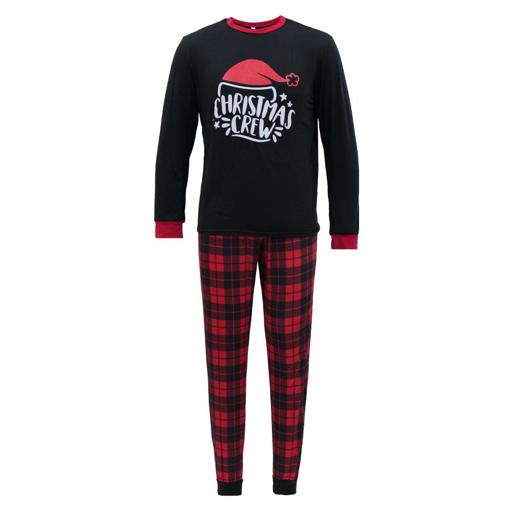 Kariertes Baumwoll-Familien-Weihnachtspyjama-Set: Partnerlook für Eltern und Kind für Drei oder Vier