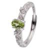 Simple S925 Sterling Silver Set With Natural Sapphire Topaz Tanzanian Diopside Colored Treasure Ring Female Index Finger Ring