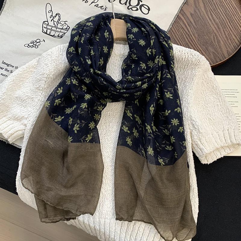 Retro Coffee Leopard Print Silk Scarf Neck Women's Thin Silk Scarf Long Strip High-end Scarf Shawl