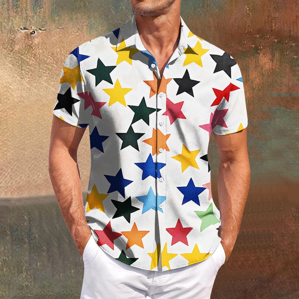 Pánské ležérní tričko s krátkým rukávem, úzké módní pánské s kostkovaným potiskem