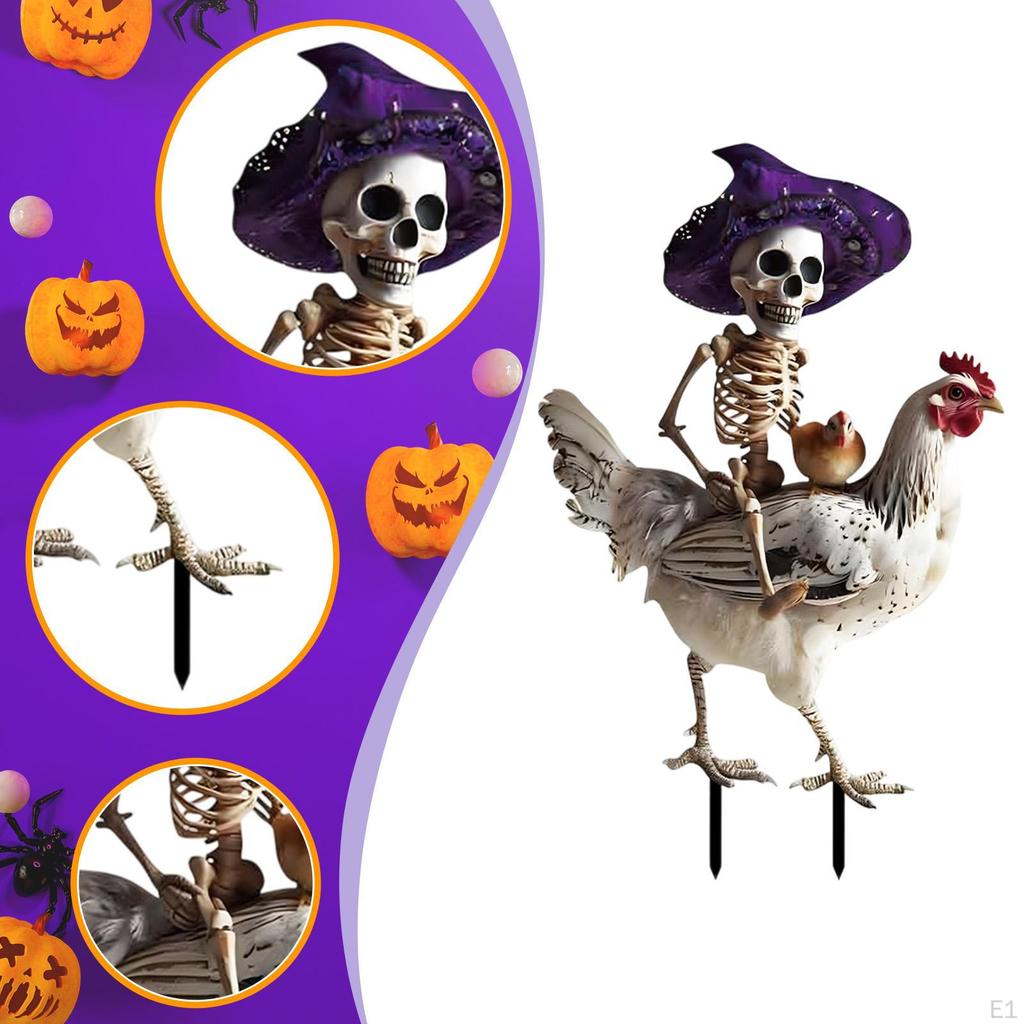 Chicken Skeleton Halloween Statue Decoration for Outdoor Yard Lawn