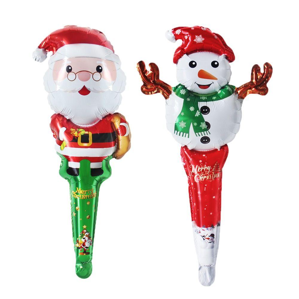 Merry Christmas Christmas Stick Air Balloons Snowman Elk New Year Balloon  Photo Props