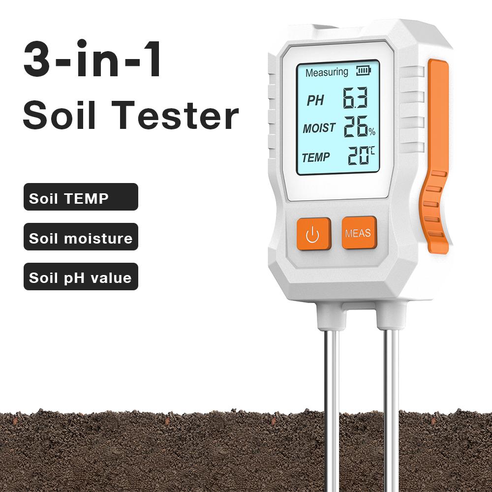PH/Moisture/Temperature 3 in 1 Digital LCD Soil Tester Backlight Soil Detector for Plants Garden Lawn Farm Soil Moisture Meter