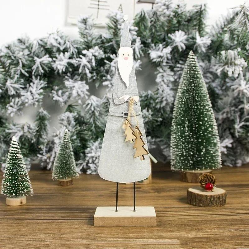 Creative Wooden Santa Claus Pendants Handmade Ornaments Xmas Tree Ornaments Kid Gift Party Decoration Supplies