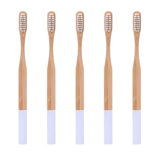 

5 шт. круглая бамбуковая ручка для дома, путешествий, взрослых, мягкая щетина, зубная щетка для ухода за зубами, товары для продажи белый