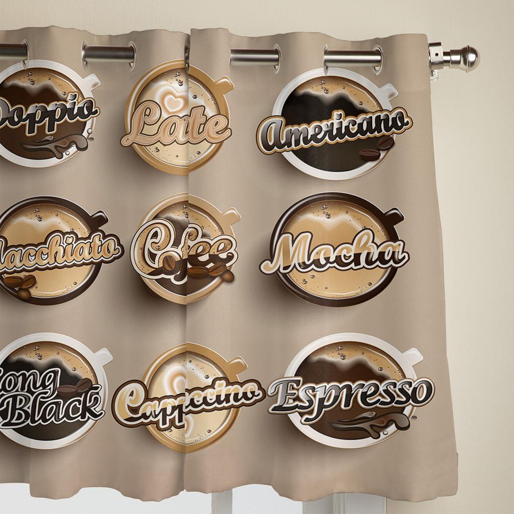 Coffee Coffee Cup Art Window Curtain Bedroom Living Room Window Drapes Kitchen Decoration Blinds Curtain