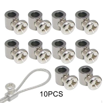 10Pcs 3.3mm Hole Wire Rope Clips with M4 Hexagon Screws Easy Assembly Single Lock Cable Clamps