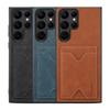 DENIOR For Samsung Galaxy S25 Ultra Case Card Holder Kickstand Leather + PC + TPU Phone Cover