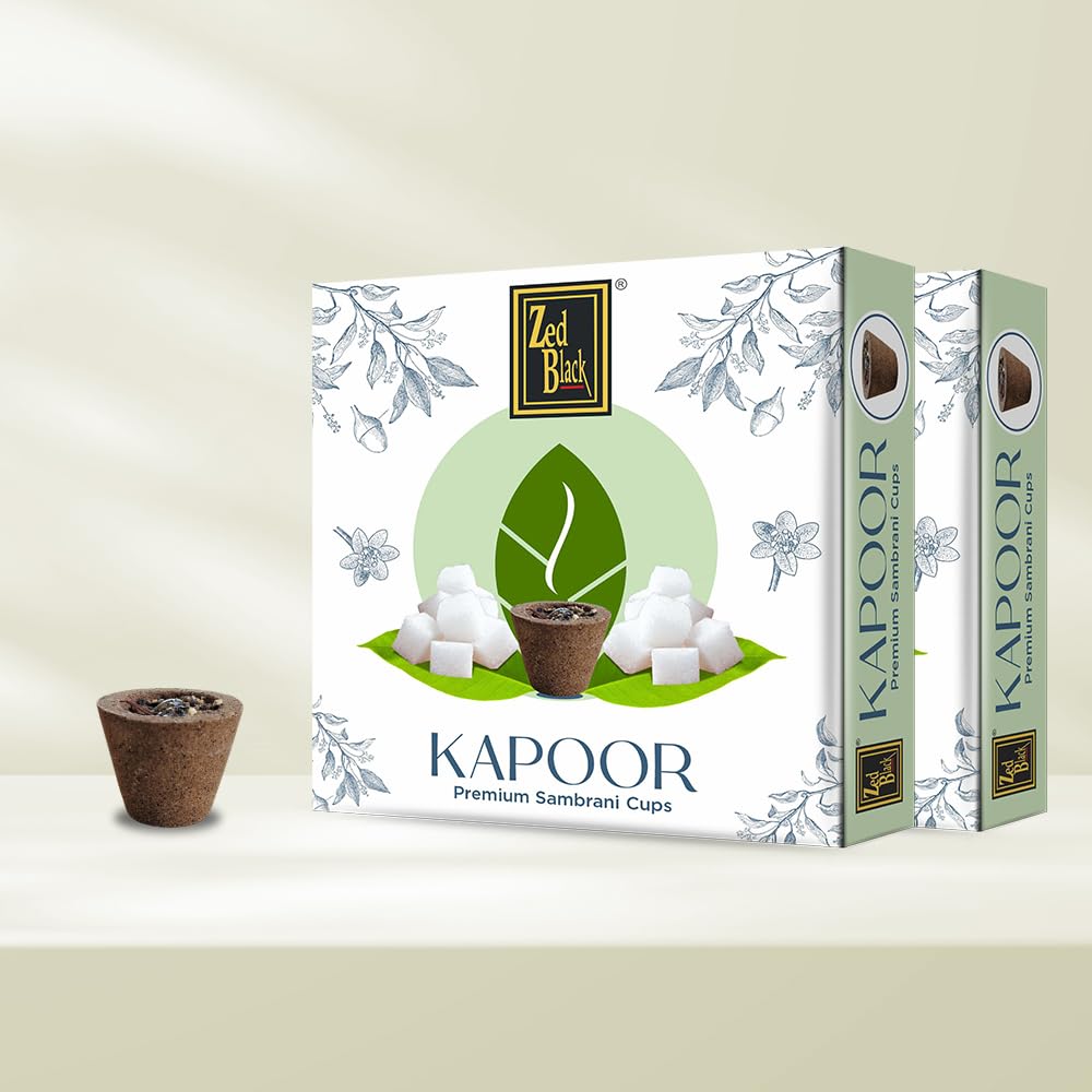 Zed Black Camphor Sambrani Dhoop Cups Pack Of 2 Long Lasting Fragrance Cups For Meditation Puja And Home Aromatherapy Use