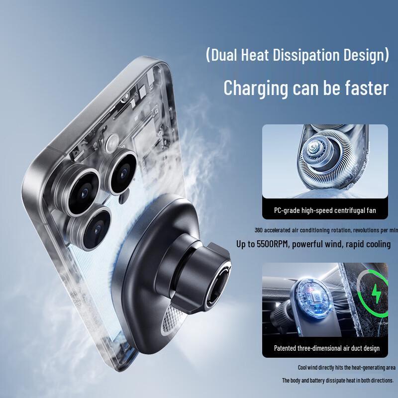 Baseus Magnetic Air Vent Car Phone Holder with 15W Qi2.0 Wireless Charger
