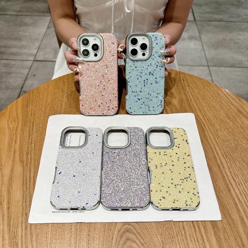 New Luxury Solid Color Shimmering Powder Soft TPU Phone Case For iPhone 16 Pro Max 14 11 12 13 15 Pro Max Plus Bumper Back Cover