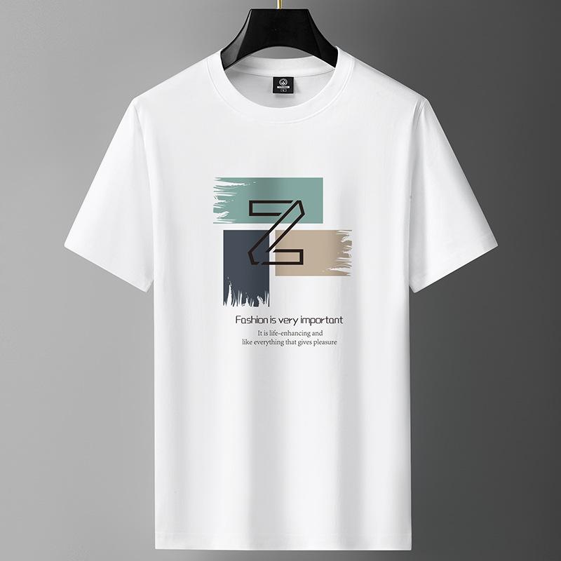 Simple Graphic Tshirt for Men Plus Size Round Neck Tee Shirts Pure Cotton Harajuku Tops Male Clothing Summer New Short Sleeve