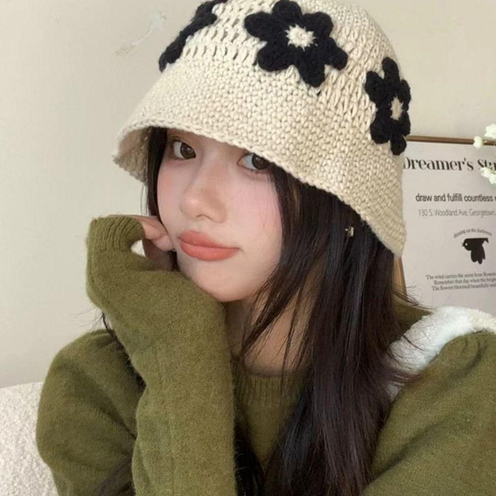 Korean Style Beanies Hat Handmade Bucket Hat Retro Women's Fisherman Hat  Girls