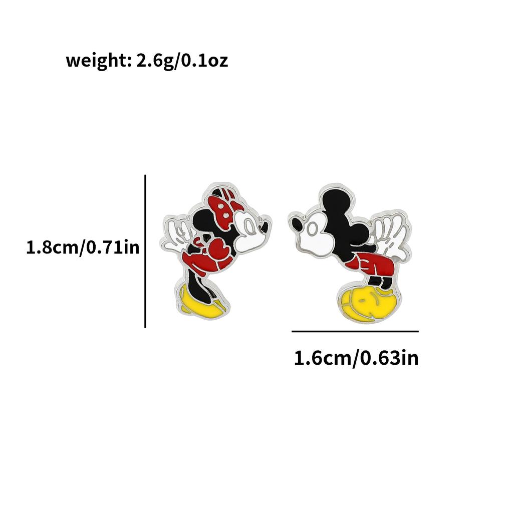 Mickey Mouse Stud Earrings for Women Girls Anime Accessories Minnie Asymmetrical Earring Kids Birthday Xmas Gifts