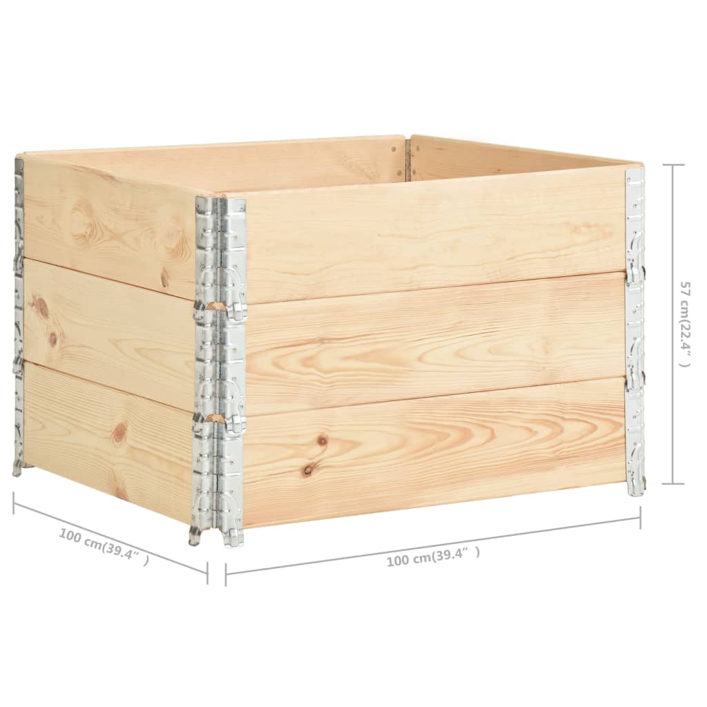Pallet Top Frame Set 3 Pcs 100x100 Cm Solid Pine Wood