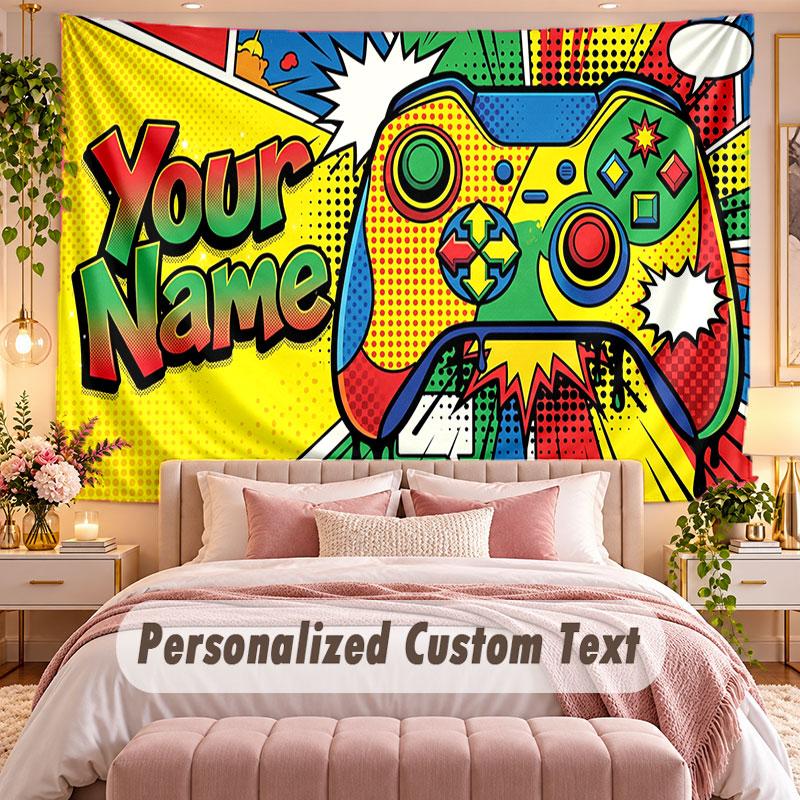 Spielcontroller (32) Themen-Wandteppich, individuell mit Namen und Text, personalisierter Hänge-Wandteppich für Schlafzimmer, Wohnzimmer-Dekoration