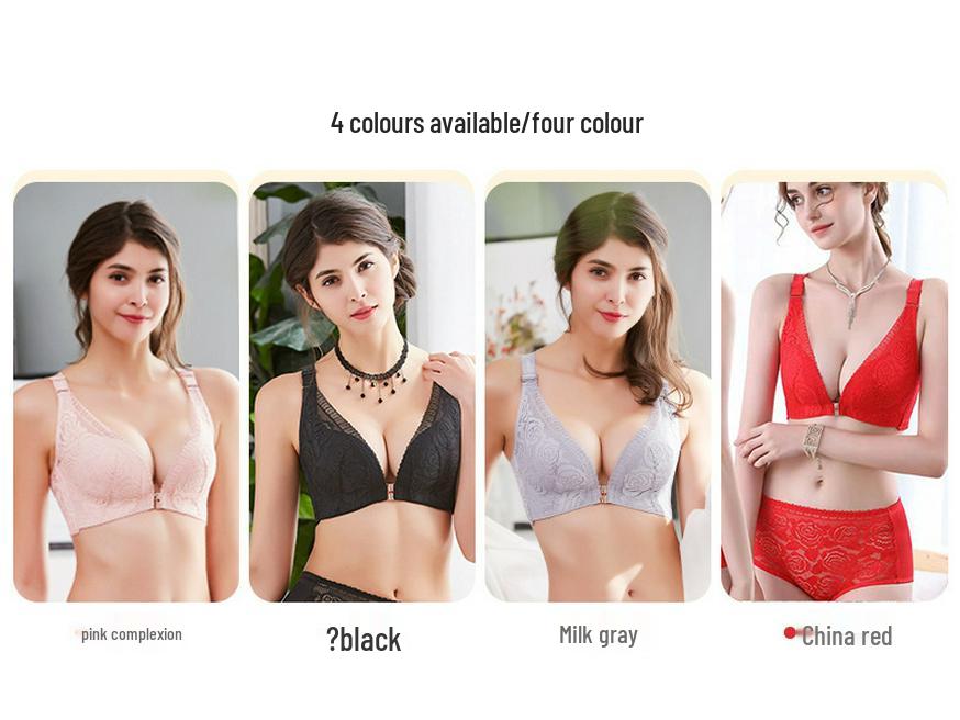 Übergröße Kabelloser Frontverschluss Rosen Dünne Cup BH für Frauen - Große Büste Schönes Rückendesign