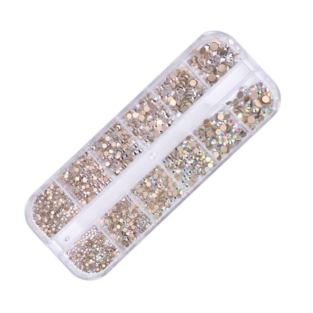 1Box 12 Sheets Colorful Crystals Art Bling Shiny Rhinestones Decal Manicure Tool