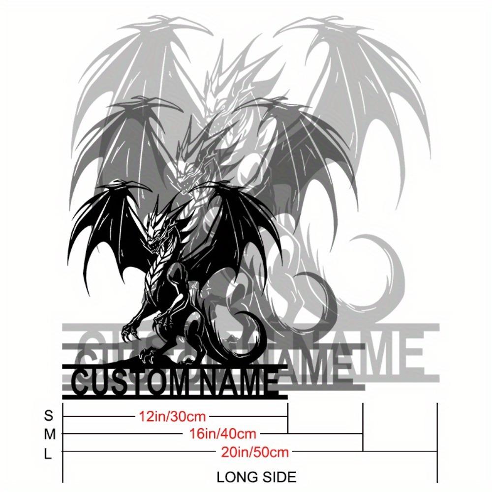 Custom Dragon Family Crest Metal Wall Art, Engraved House Sign, No Power, Personalized Last Name Decor