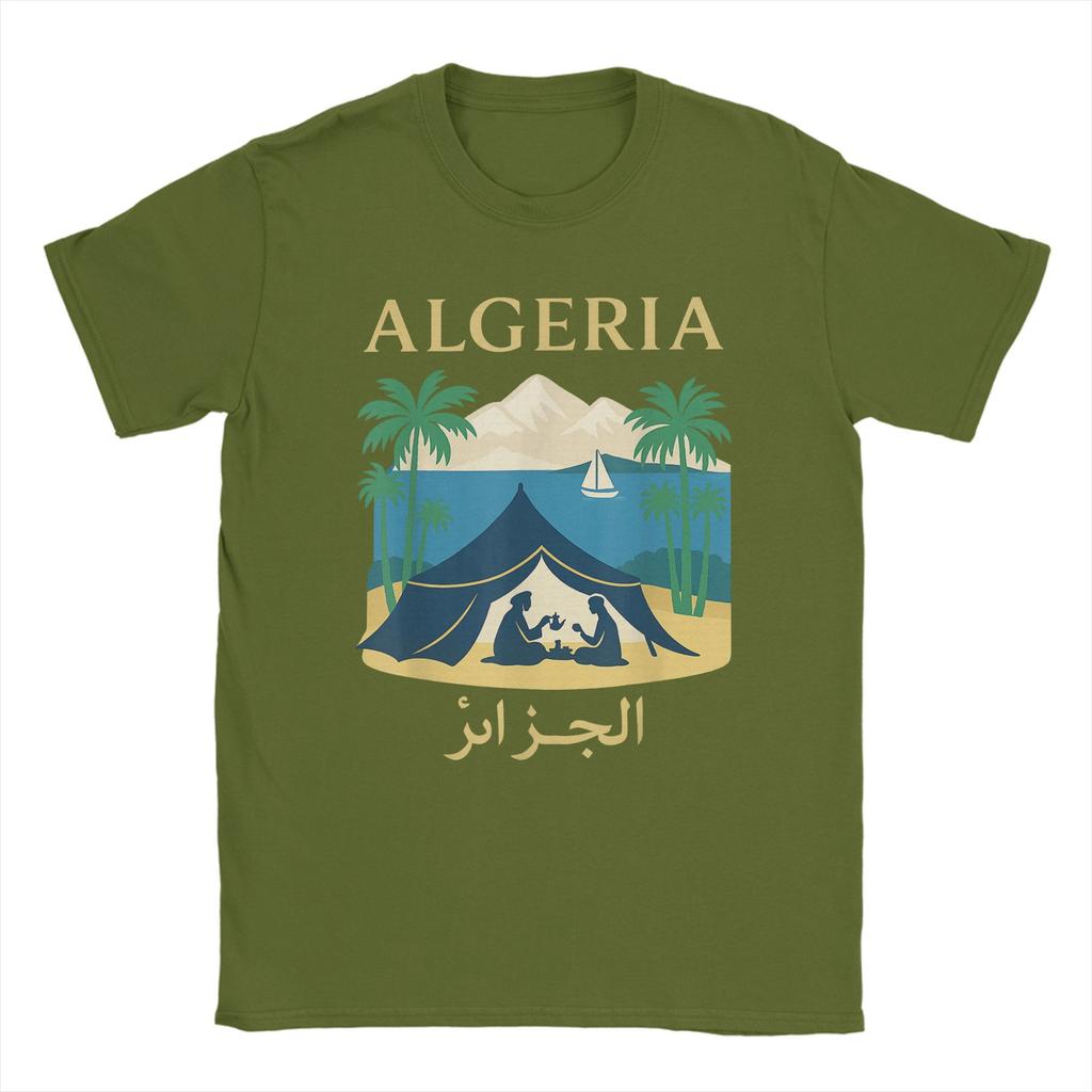 Algeria Djazair Africa Desert Men T Shirts DZ Arab Funny Tee Shirt Short Sleeve Crew Neck T-Shirt Cotton Printed Tops