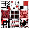 Pillow Red Geometric Cushion Polyester Decorative Throw Pillow Fashion Plaid Striped Sofa Pillow Home Decor