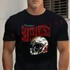 T-Shirt San Francisco Footballhelm & Teamlogo Aufdruck Moto T-Shirt Moto Baumwolle Rundhals Kurzarm Mode T-Shirt