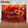 Mocsicka Fond de Photographie Saint-Valentin Amour Romantique Mur de Fleurs Roses Cœur Rouge Toile de Fond Mariage Garçon Fille Studio Photo