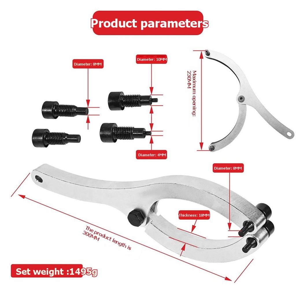 12-Inch Heavy Gland Nut Wrench with Handle, Adjustable Spanner for Hydraulic Cylinder Glands Under 7 Inches