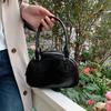 Women Pu Leather Bowling Bag Mini Small Square Handbag Top Handle Crossbody Shoulder Bag Trendy Versatile Casual Dating Tote Bag