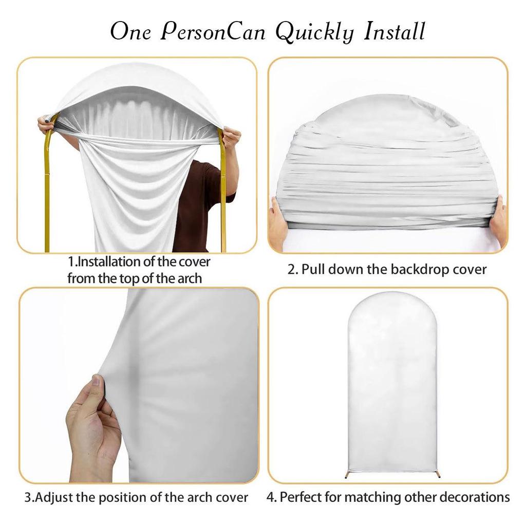 Decor Partidă Fundal Elastic Culoare Solidă în Formă de U - Husă din Material Arcadă Semi-Circulară de Exterior
