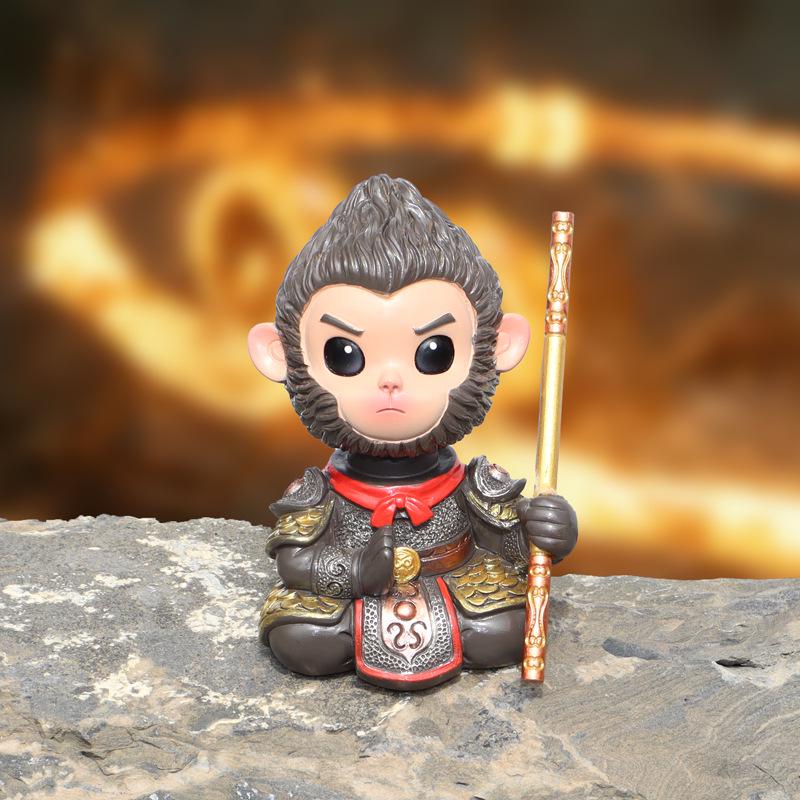 Mythical Monkey King Q Version Cute Cartoon Shaking Head Doll for Desktop or Car - Perfect Gift for Boyfriend