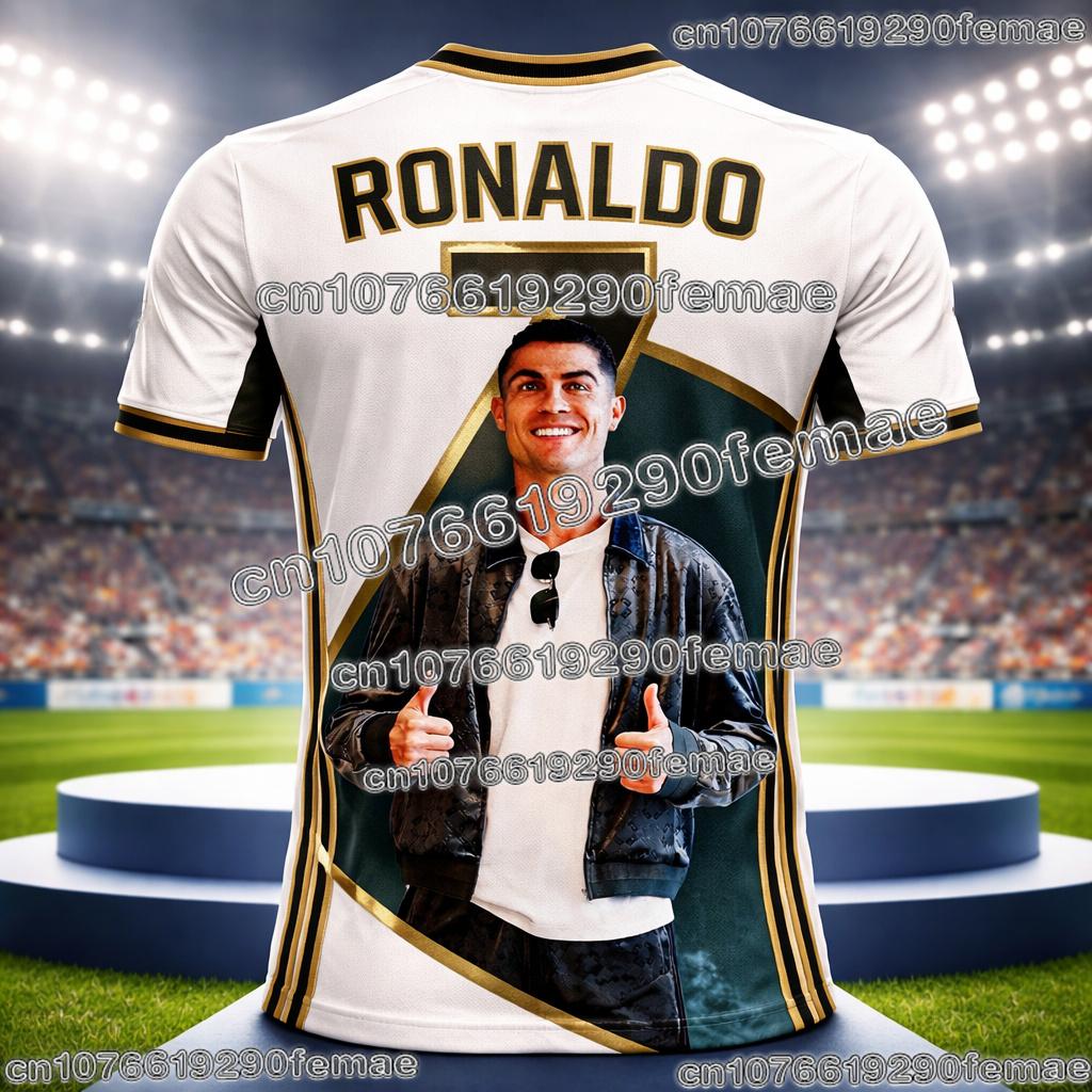 Ronaldo's Summer 3D Printed Family Wear Football Jersey T-shirt Is Loose and Comfortable Suitable for Outdoor Wear