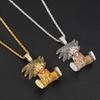 Dragon Ball Goku Pendant Necklace Full Zircon Rhinestone Hip Hop Chain Jewelry Men Women Streetwear Fashion Accessory