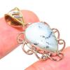 Natural Dendrite Opal TwoTone 925 Solid Sterling Silver Gift Pendant 1.50" o0O73