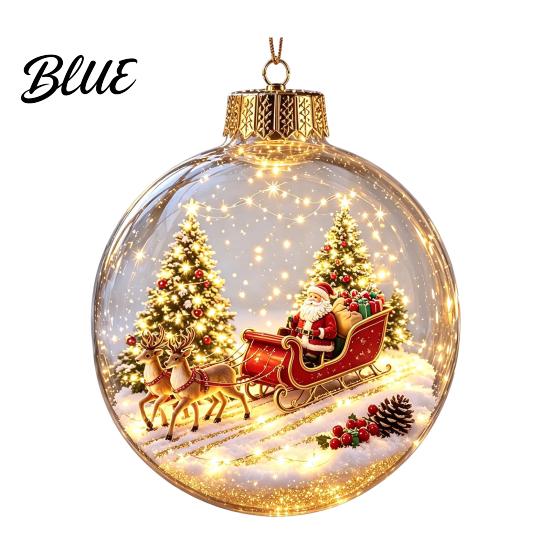 Albero di Natale Appeso Luce LED Calda Ornamento Luminoso a Racconto Pallina Luminosa con Luce Mini Decorazioni Festività Scena Trasparente